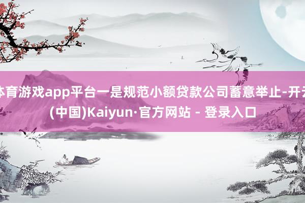 体育游戏app平台一是规范小额贷款公司蓄意举止-开云(中国)Kaiyun·官方网站 - 登录入口