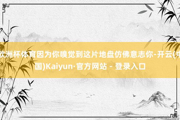 欧洲杯体育因为你嗅觉到这片地盘仿佛意志你-开云(中国)Kaiyun·官方网站 - 登录入口