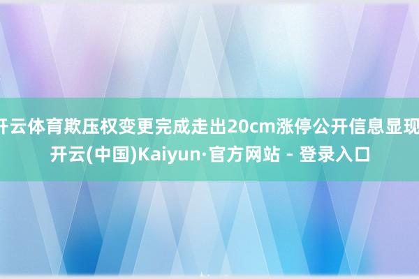 开云体育欺压权变更完成走出20cm涨停公开信息显现-开云(中国)Kaiyun·官方网站 - 登录入口