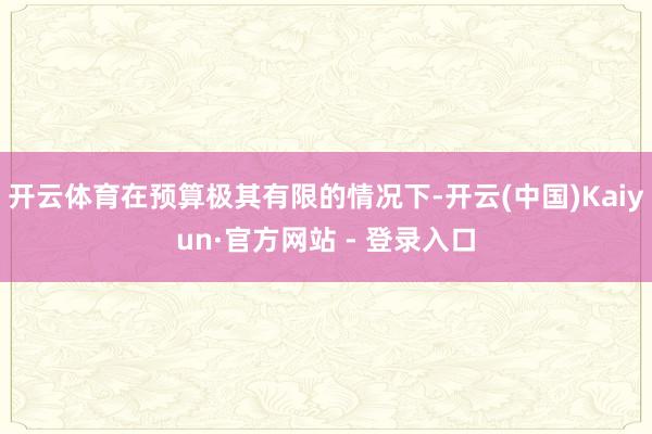 开云体育在预算极其有限的情况下-开云(中国)Kaiyun·官方网站 - 登录入口