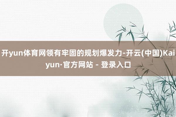 开yun体育网领有牢固的规划爆发力-开云(中国)Kaiyun·官方网站 - 登录入口
